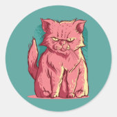 Chagrijnige Kat Ronde Sticker (Voorkant)