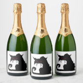 Chagrijnige kat sparkling wijnetiket (Flessen)