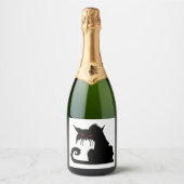 Chagrijnige kat sparkling wijnetiket (Voorkant)