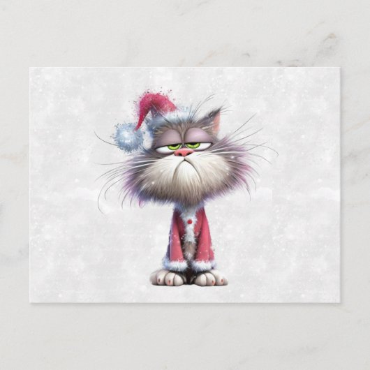 Chagrijnige Kerstkat Briefkaart (Voorkant)