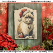 Chagrijnige Kerstkat EB1L Decoupage Tissuepapier