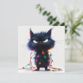 Chagrijnige Kerstkat Kerstkaart (Staand voorkant)