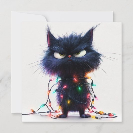 Chagrijnige Kerstkat Kerstkaart (Voorkant)