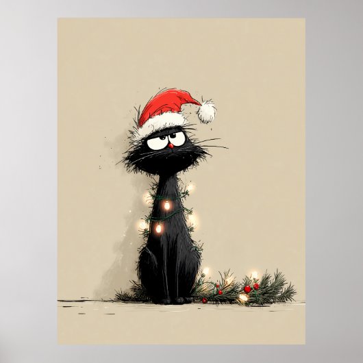 Chagrijnige Kerstkat Mopperkont Poster (Voorkant)