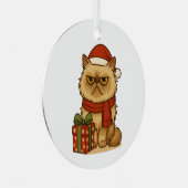 Chagrijnige Kerstkat Ornament (Voorkant Rechts)