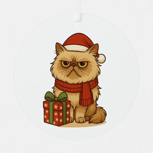 Chagrijnige Kerstkat Ornament (Voorkant)