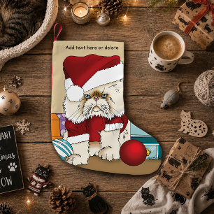 Chagrijnige Kerstkat Santa Grappige Feestdag Kleine Kerstsok
