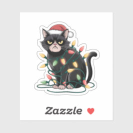 Chagrijnige Kerstkat Sticker