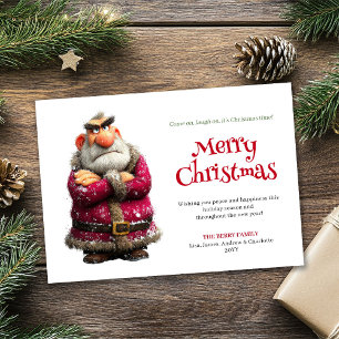 Chagrijnige Kerstman aangepaste grappige downloadb Feestdagenkaart