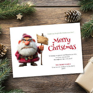 Chagrijnige Kerstman aangepaste strip stijl Kerstg Feestdagenkaart