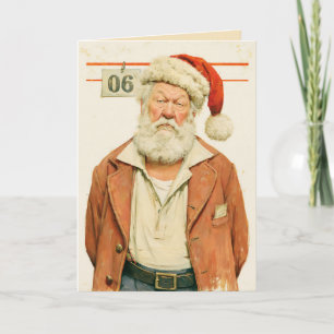 Chagrijnige Kerstman Kerst Mugshot Kaart