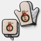 Chagrijnige Kerststemming Ovenwant & Pannenlap Set (Voorkant / Achterkant)