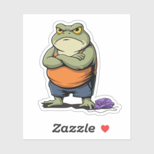 Chagrijnige Kikker Grappige Tekenfilm Kikker Sticker
