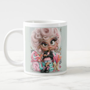 Chagrijnige Koningin Roze Punk Grote Koffiekop