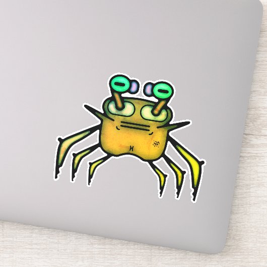 Chagrijnige Krab Grappige Sticker (Detail)
