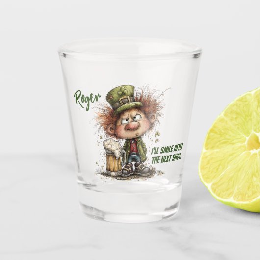 Chagrijnige Leprechaun Shotglas Shot Glas (Voorkant)