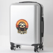 Chagrijnige Luiaard Vintage Grappig Retro Shirt On Sticker (Koffer)
