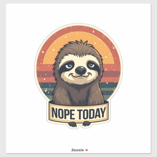 Chagrijnige Luiaard Vintage Grappig Retro Shirt On Sticker (Vel)