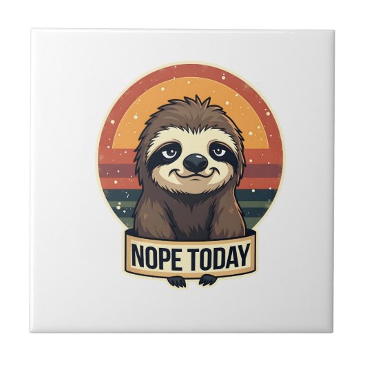 Chagrijnige Luiaard Vintage Grappig Retro T-Shirt  Tegeltje (Voorkant)