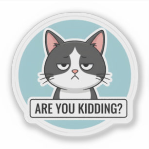 Chagrijnige Meme Kat – “Maak je een grapje?” Grapp Sticker