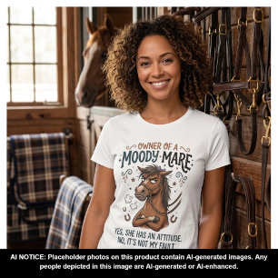 Chagrijnige Merrie Paard Houding stal leven humor T-shirt