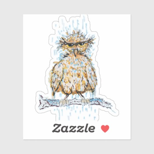 Chagrijnige Natte Uil Sticker (Vel)