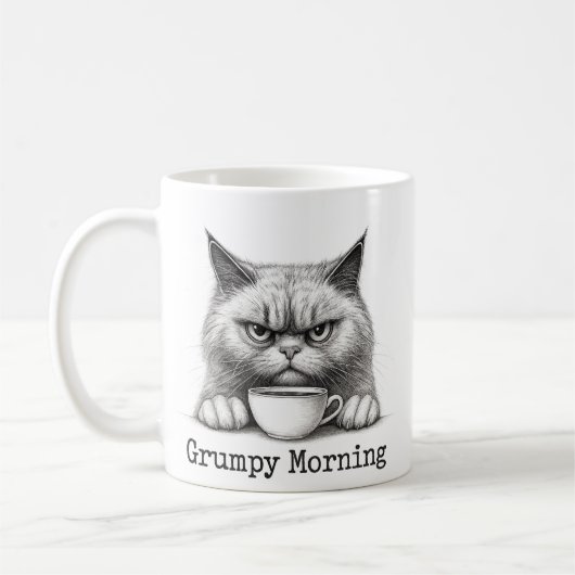 Chagrijnige Ochtendkat Koffiemok (Links)