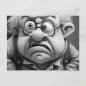 Chagrijnige ongelovige oude man die verjaardag in  briefkaart (Achterkant)