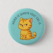 Chagrijnige Oranje Tabby Kat Aangepaste Tekst Groe Ronde Button 5,7 Cm (Voorkant)