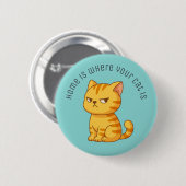 Chagrijnige Oranje Tabby Kat Aangepaste Tekst Groe Ronde Button 5,7 Cm (Voorkant /achterkant)