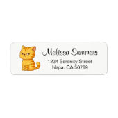 Chagrijnige oranje tabby kat etiket (Voorkant)