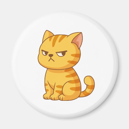Chagrijnige oranje tabby kat magneet (Voorkant)