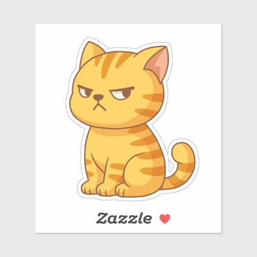 Chagrijnige Oranje Tabbykat Sticker (Vel)