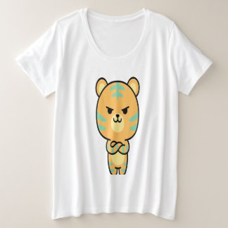 Chagrijnige Oranje Tijger Cute Kawaii Cartoon T-Sh Grote Maat T-shirt