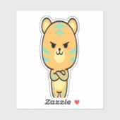 Chagrijnige Oranje Tijger Schattig Kawaii Cartoon Sticker (Vel)