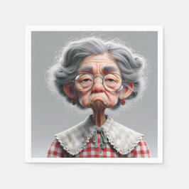 chagrijnige oude dame servet