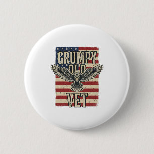 Chagrijnige Oude Veteranen Patriottische Adelaar V Ronde Button 5,7 Cm