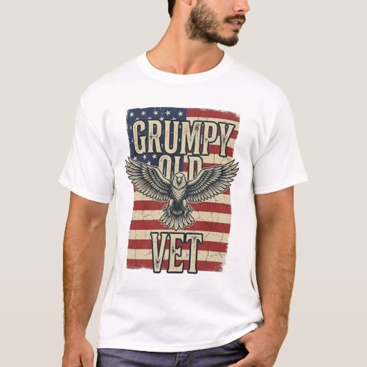 Chagrijnige Oude Veteranen Patriottische Adelaar V T-shirt (Voorkant)