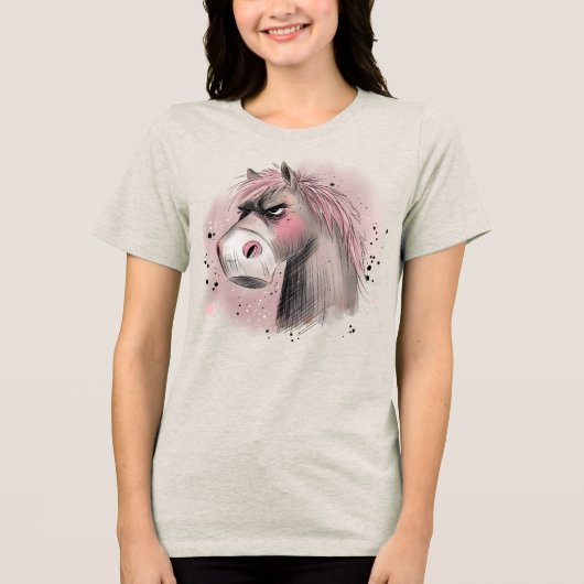 Chagrijnige Paard Tri-Blend Shirt (Voorkant)