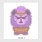 Chagrijnige Paarse Leeuw Sticker (Vel)