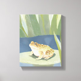 Chagrijnige Pad | Waterverf voor Vijver met Waterl Canvas Afdruk