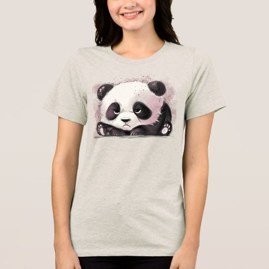 Chagrijnige Panda Tri-Blend Shirt (Voorkant)