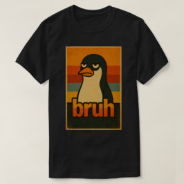 Chagrijnige Pinguïn “bruh” Meme – Grappige Retro V T-shirt