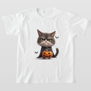 Chagrijnige Pompoen Heks Kat Halloween Thema 🎃 T-shirt