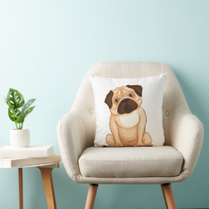 Chagrijnige Pug Cartoon Kussen