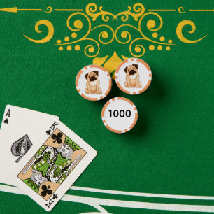 Chagrijnige Pugs Cartoon Poker Chips