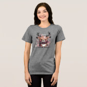 Chagrijnige Rendier Tri-Blend Shirt (Voorkant volledig)
