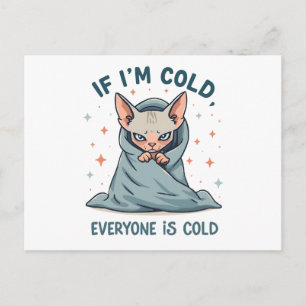 Chagrijnige Sphynx Kat Koude Humor Cartoon Ontwerp Briefkaart