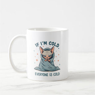 Chagrijnige Sphynx Kat Koude Humor Cartoon Ontwerp Koffiemok