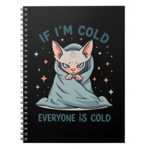 Chagrijnige Sphynx Kat Koude Humor Cartoon Ontwerp Notitieboek